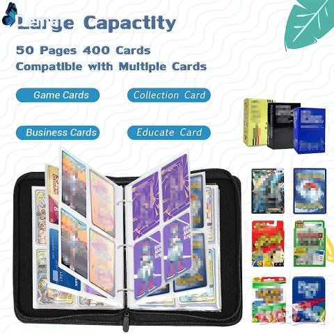 Колекционерски Албум за карти, Класьор Покемон 400 джобчета, Pokemon органайзер, снимка 5 - Колекции - 41540844