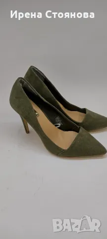 Дамски обувки в маслено зелен цвят на висок ток. Материя велур. Размер 40/41 номер , снимка 12 - Маратонки - 49271041