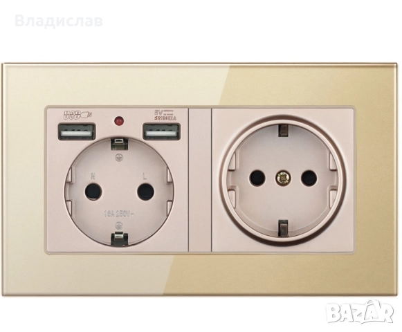  Двоен контакт със стъклена рамка-Hggzeg