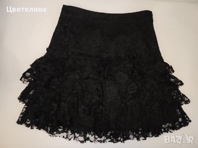 Дамска черна официална поличка с харбали H&M размер S 36 цена 10 лв., снимка 3 - Поли - 42634907