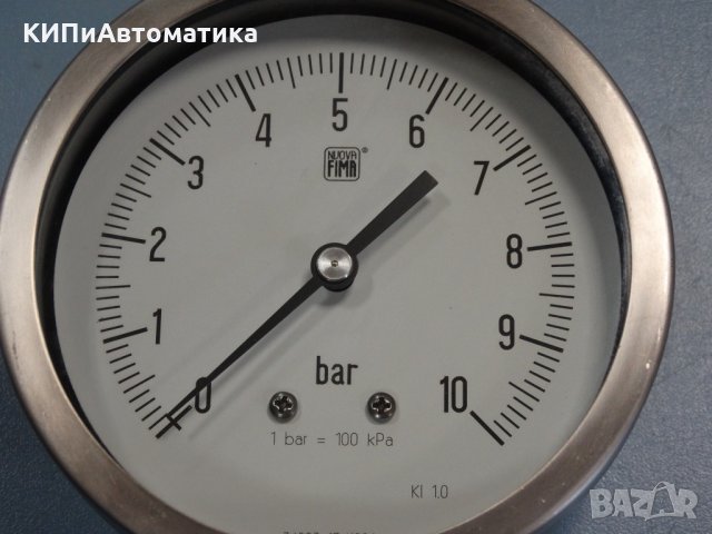 Манометър Nuova Fima Ф 100, 10 bar, снимка 2 - Резервни части за машини - 34464462