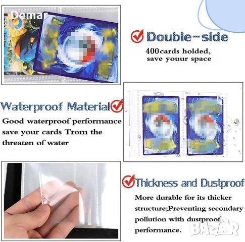 Колекционерски Албум за карти, Класьор Покемон 400 джобчета, Pokemon органайзер, снимка 4 - Колекции - 41540844