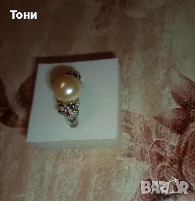 Сребърен Дамски Пръстен с Перла и Цирконий Нов , снимка 6 - Пръстени - 53434720