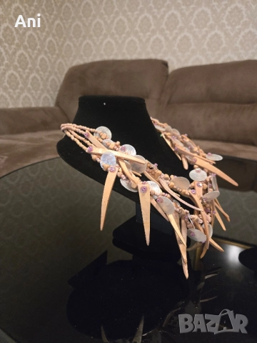 Униакален гердан РЪЧНА ИЗРАБОТКА и седеф, снимка 3 - Колиета, медальони, синджири - 52466838