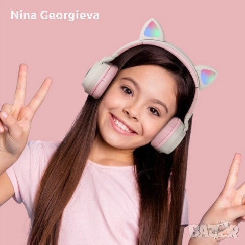 Безжични bluetooth слушалки с котешки уши за деца BT-023C - EP9, снимка 3 - Други - 53855261