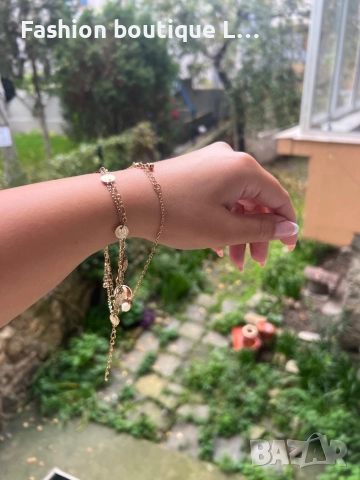 Комплект от 3 броя златисти гривнички за крак или ръка с перла , мида и парички ❤️, снимка 4 - Гривни - 52377611