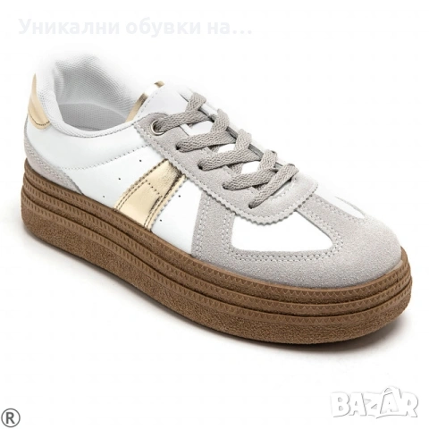 Дамски кецове в бял и сив цвят- Amanda Gold 11118