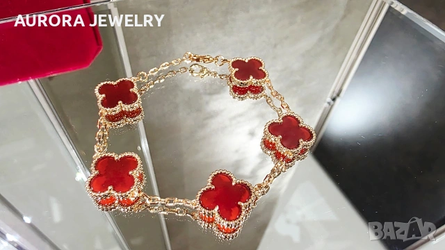 Van Cleef & Arpels VCA 5 Motifs Rose Gold Red Carnelian Vintage Alhambra Дамска Гривна