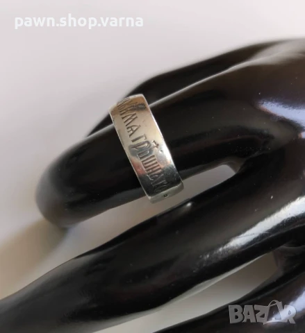 Винтидж сребърен пръстен със старославянски надпис – проба 925, снимка 7 - Пръстени - 51149748