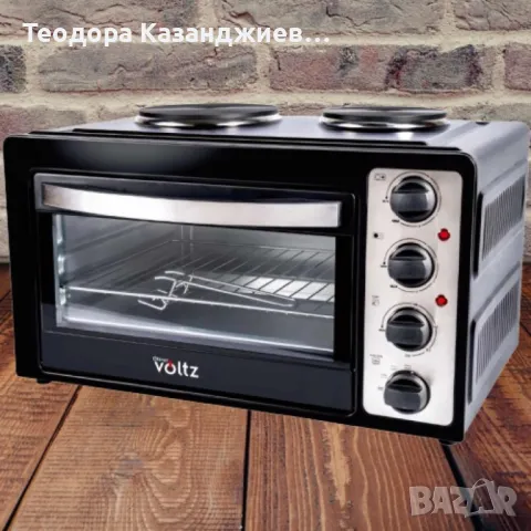 Готварска печка Voltz OV51441D45 с 2котлона-1000W\600W, 45л., черна, снимка 1 - Печки, фурни - 47315737