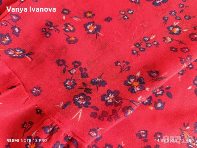 Pieces червена рокля на цветя М размер , снимка 11 - Рокли - 51363444