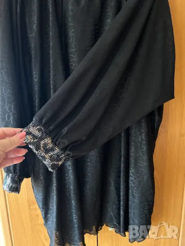 Елегатна Макси туника от дантела и пайети в черно! Размери 62, снимка 6 - Туники - 50243493
