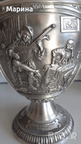 Комплект за вино "Рембрант" от калай Antik*Vintage #1171 , снимка 8 - Антикварни и старинни предмети - 53096113