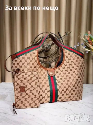 Gucci Луксозна Дамска Чанта С Монограм Зелено-Червена Лента И Несесер - Различни Цветове Код SEM-784, снимка 9 - Чанти - 56121130
