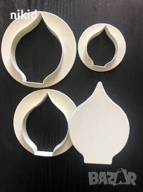 4 Кала Калии Лилия Лилиум листо пластмасови резци форми резец форма с бутало за сладки тесто фондан, снимка 2 - Форми - 39898212