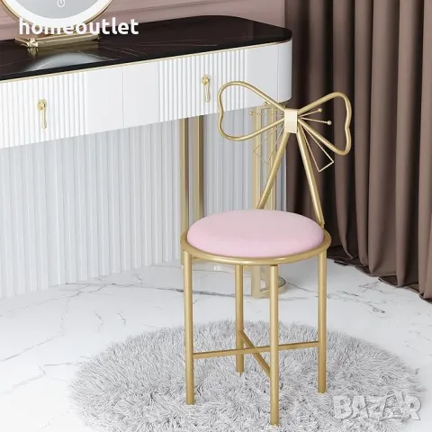 ПРОМОЦИЯ Луксозен стол със златиста метална основа XJJ672-PK-V2, снимка 3 - Столове - 47942239