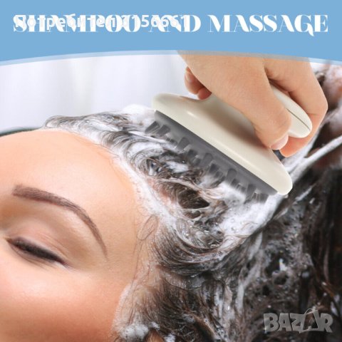 Масажор за коса, Силиконова  Четка за масаж и измиване на скалпа с шампоан, снимка 3 - Продукти за коса - 41819790