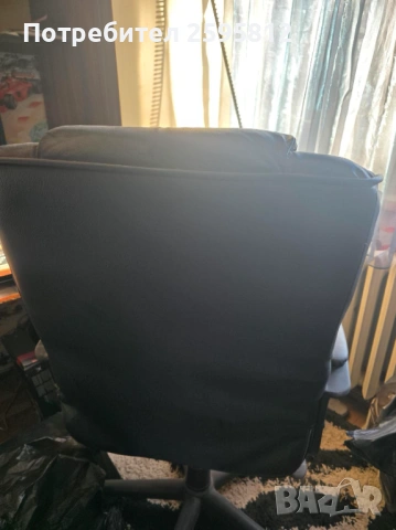 Кожен офис стол -черен, снимка 4 - Столове - 53844929