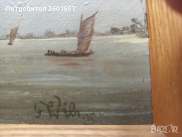 Стара авторска западноевропейска картина., снимка 3 - Картини - 53685243