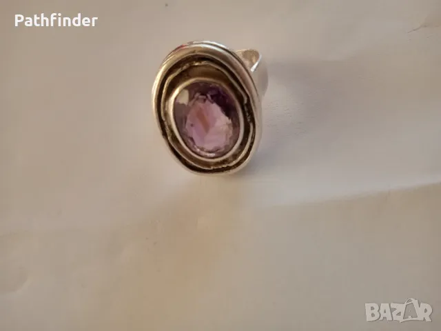 Дизайнерски сребърен пръстен с голям камък, снимка 3 - Пръстени - 47859694