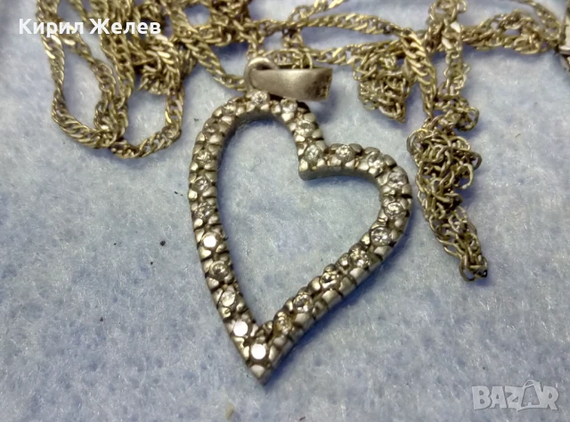 СРЕБЪРЕН ПЕНДАНТ СЪРЧИЦЕ СРЕБРО 925 с ЦИРКОНИ и СРЕБЪРНА 925 ВЕРИЖКА с ПОСРЕБРЕНА ЗАКОПЧАЛКА 49772, снимка 8 - Колиета, медальони, синджири - 50489534