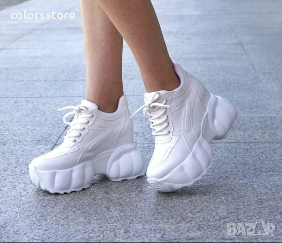 Кецове на платформа - бяла кожа - PA90 