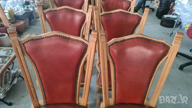 масивен стол с кожена дамаска внос от Европа, снимка 5 - Столове - 50700206