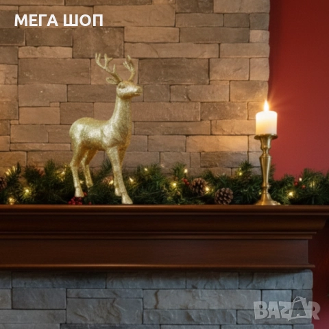 Декоративен Коледен eлен – Златист или бял, с празнични детайли, снимка 3 - Декорация за дома - 52643342