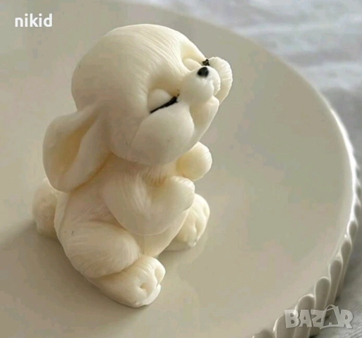 3d Заек зайче с кацнала пеперуда на нос силиконов молд форма фондан шоколад гипс свещ декор, снимка 6 - Форми - 52119544