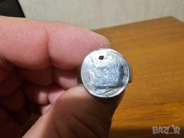 Старинен сребърен  пръстен с монета  1900г половин суверен  Кралица Виктория Мелбърн сребро, снимка 3 - Пръстени - 41729732