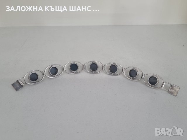 Красива стара сребърна гривна с хематит, снимка 5 - Гривни - 41521250