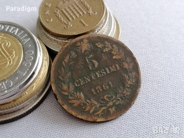 Монета - Италия - 5 чентесими | 1861г., снимка 1 - Нумизматика и бонистика - 35999423