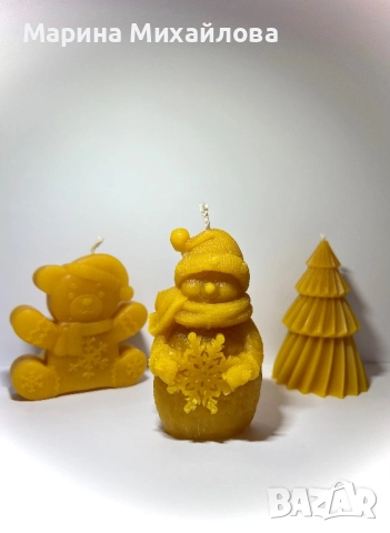 Коледни свещи от 100% чист пчелен восък, снимка 3 - Други - 52662796