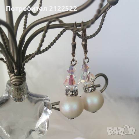 Висящи обеци с кристали или перли Сваровски., снимка 9 - Обеци - 36407420