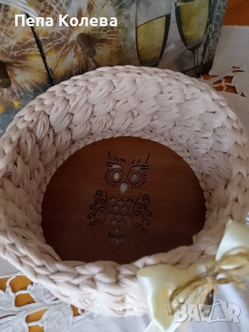 Ръчно плетен панер, снимка 3 - Декорация за дома - 53437859