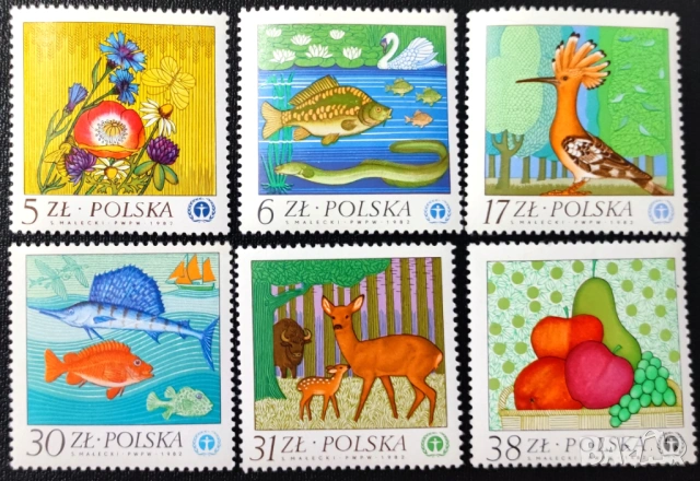 Полша, 1983 г. - лот марки на тема спорт, изкуство, история, папа, архитектура, носии, бокс