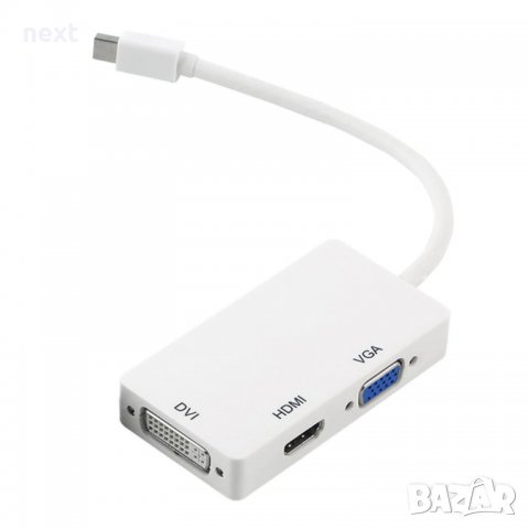 3в1 адаптер Mini Display Port / Thunderbolt към  HDMI - DVI -  VGA, снимка 8 - Кабели и адаптери - 34848046