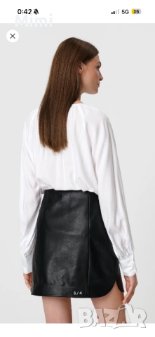 Черна кожена пола, снимка 2 - Поли - 53325066