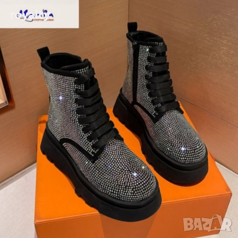 Дамски боти с блестящи камъчета, снимка 2 - Дамски боти - 52142111