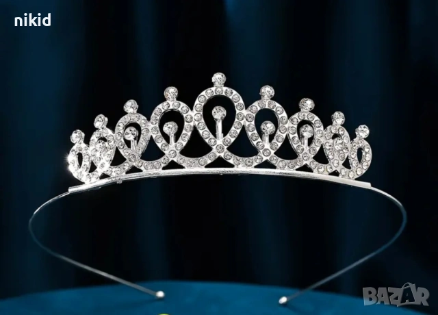 3 цвята сребриста корона венец тиара с камъчета детска дамска, снимка 3 - Аксесоари за коса - 50761264