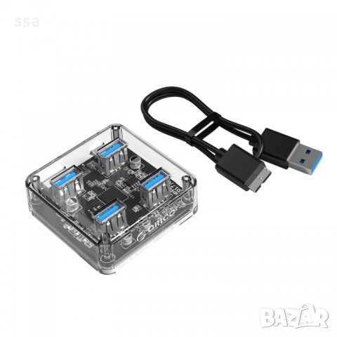 Orico хъб USB3.0 HUB 4 port прозрачен - ORICO MH4U-U3, снимка 5 - USB Flash памети - 35687280