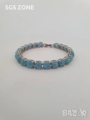 ГОЛЯМА СРЕБЪРНА ГРИВНА С АКВАМАРИН ИЛИ ЛУНЕН КАМЪК, снимка 5 - Гривни - 52401145