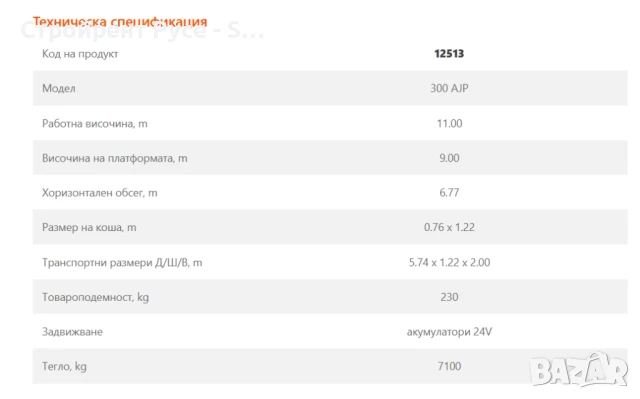 Артикулираща вишка JLG, 11 метра, Под наем, Акумулаторна, снимка 4 - Други машини и части - 50977006