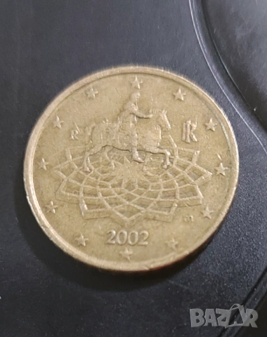 Монета 50 цента € Италия 2002 , снимка 5 - Нумизматика и бонистика - 53750576