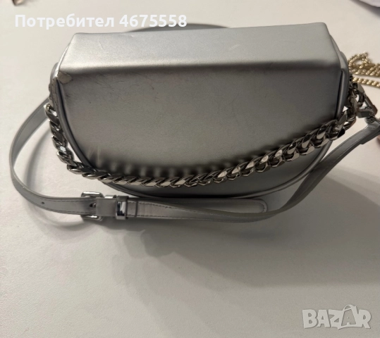 Кожена сребриста чанта Zarena, снимка 7 - Чанти - 52752214