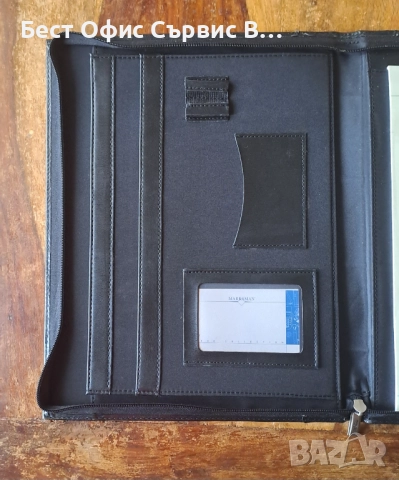 папка за документи с цип луксозна кожена черна Марксман Marksman А4, снимка 4 - Ученически пособия, канцеларски материали - 52542377