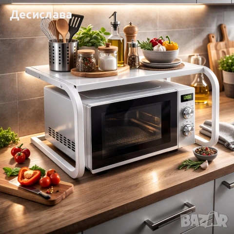 Поставка органайзер за микровълнова фурна, многофункционална, изработена от метал - сива или бяла, снимка 7 - Други стоки за дома - 53689332