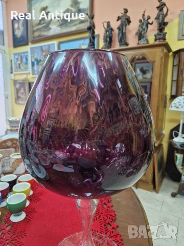Уникална огромна френска  чаша  цветен кристал , снимка 4 - Антикварни и старинни предмети - 41852574