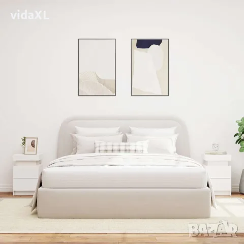vidaXL Нощни шкафчета с LED осветление, 2 бр, бели, 35x39x55 см, снимка 3 - Шкафове - 56148129