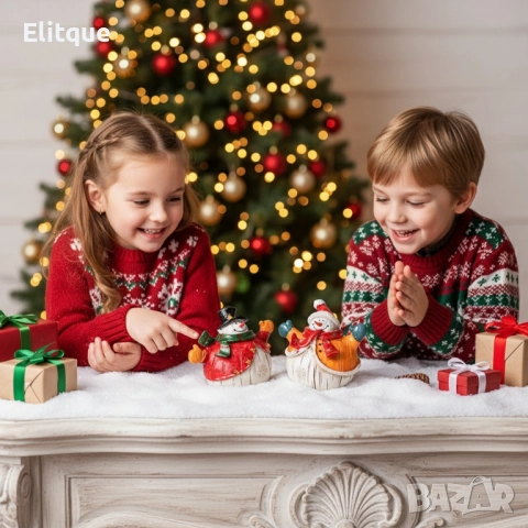 Коледни снежни човечета от полирезин – малка фигурка, идеална коледна украса за всеки дом, снимка 3 - Декорация за дома - 52504015